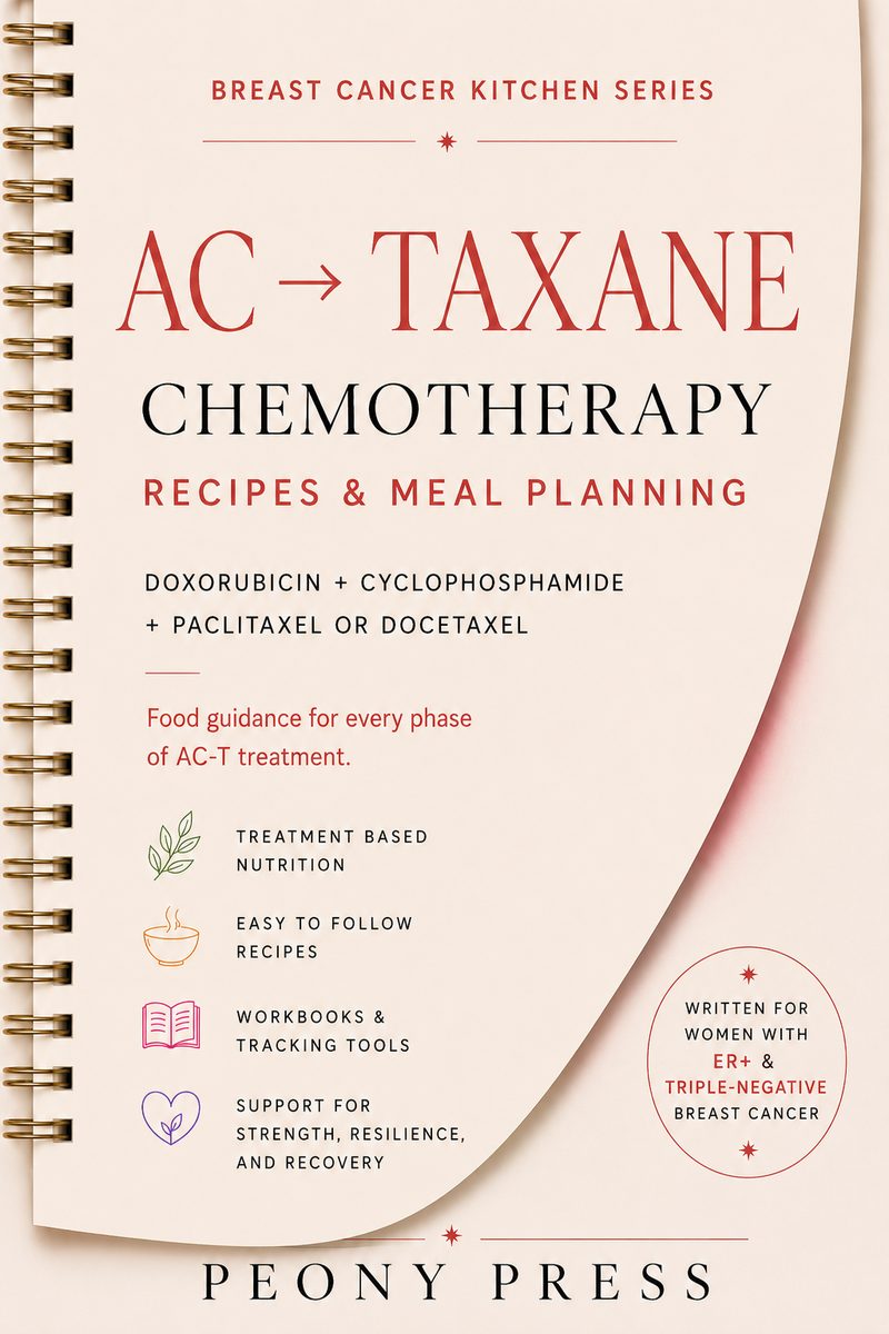 AC-T Chemotherapy cookbook cover in the Breast Cancer Kitchen Series