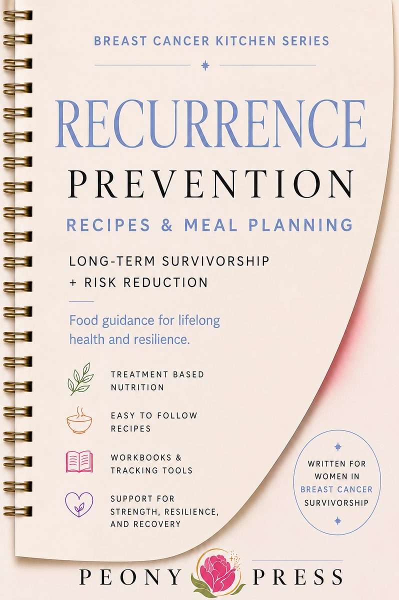 Recurrence Prevention cookbook cover in the Breast Cancer Kitchen Series